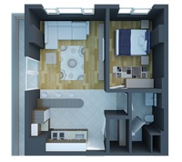 C 1 TİPİ 1+1 DAİRE PLANI